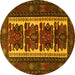 Round Machine Washable Persian Yellow Traditional Rug, wshtr1492yw