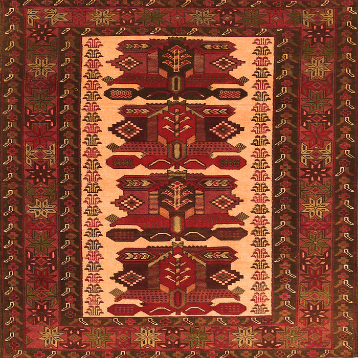 Round Machine Washable Persian Orange Traditional Area Rugs, wshtr1492org