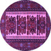 Round Machine Washable Persian Purple Traditional Area Rugs, wshtr1492pur