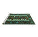 Sideview of Machine Washable Persian Turquoise Traditional Area Rugs, wshtr1492turq