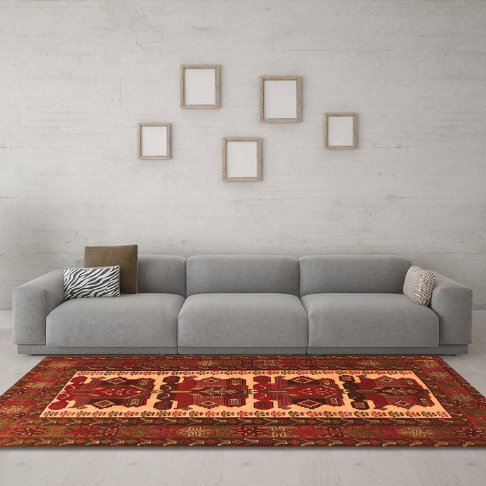 Machine Washable Persian Orange Traditional Area Rugs in a Living Room, wshtr1492org