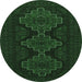 Round Persian Emerald Green Traditional Rug, tr1493emgrn