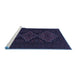 Sideview of Machine Washable Persian Blue Traditional Rug, wshtr1493blu