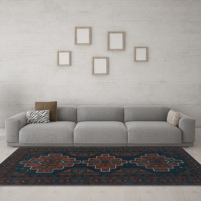 Machine Washable Persian Light Blue Traditional Rug in a Living Room, wshtr1493lblu