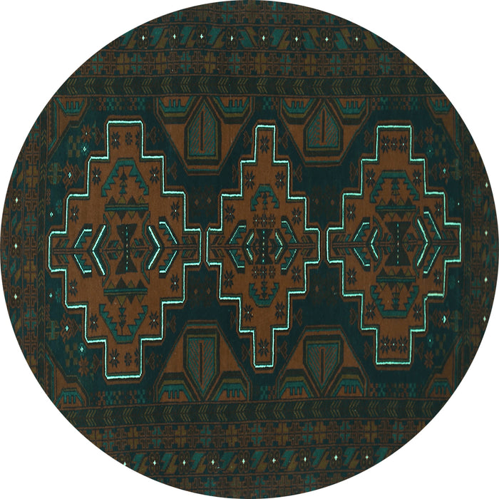 Round Machine Washable Persian Turquoise Traditional Area Rugs, wshtr1493turq