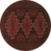 Round Persian Brown Traditional Rug, tr1493brn