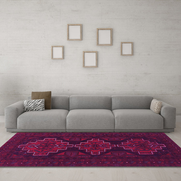 Machine Washable Persian Pink Traditional Rug in a Living Room, wshtr1493pnk
