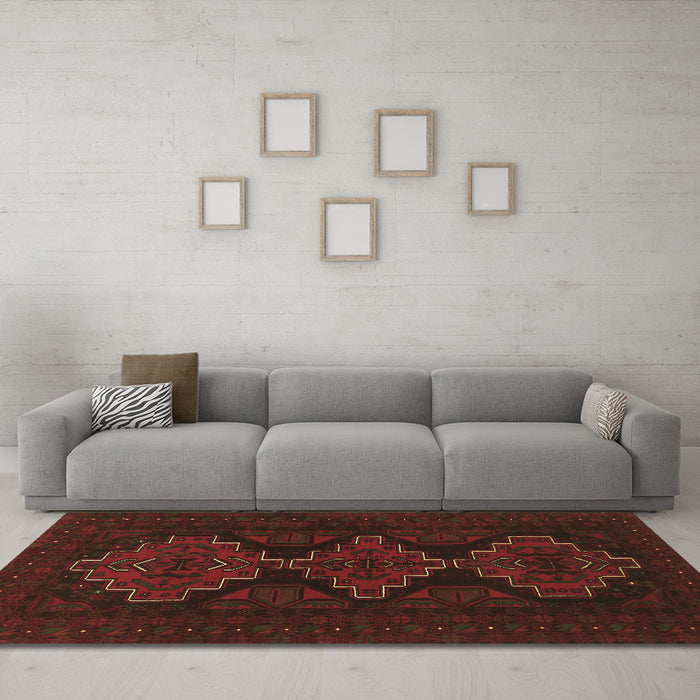 Machine Washable Persian Brown Traditional Rug in a Living Room,, wshtr1493brn