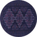 Round Machine Washable Persian Blue Traditional Rug, wshtr1493blu