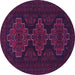 Round Machine Washable Persian Purple Traditional Area Rugs, wshtr1493pur