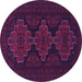 Round Persian Purple Traditional Rug, tr1493pur