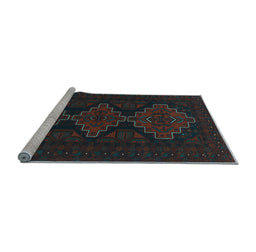 Sideview of Machine Washable Persian Light Blue Traditional Rug, wshtr1493lblu