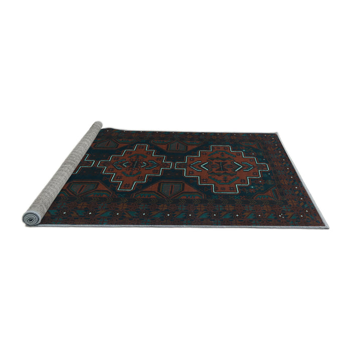Sideview of Machine Washable Persian Light Blue Traditional Rug, wshtr1493lblu