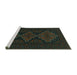 Sideview of Machine Washable Persian Turquoise Traditional Area Rugs, wshtr1493turq