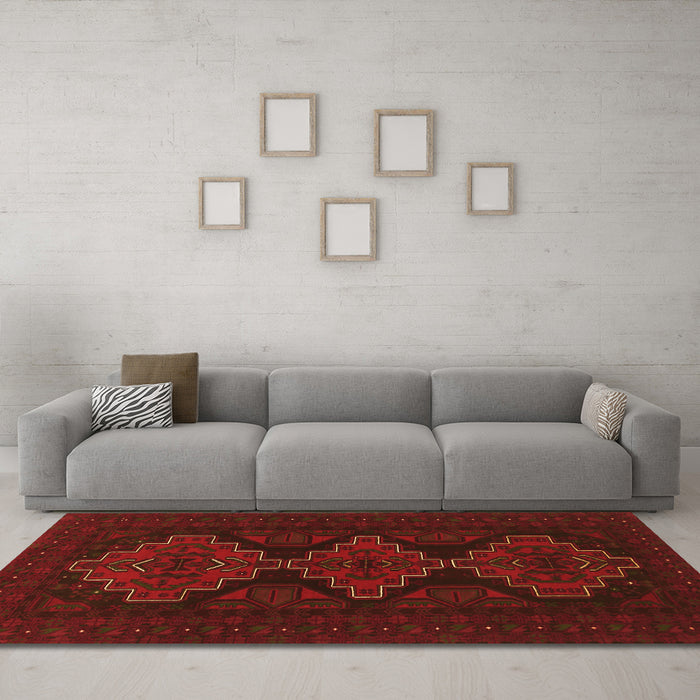 Machine Washable Persian Orange Traditional Area Rugs in a Living Room, wshtr1493org