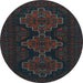 Round Persian Light Blue Traditional Rug, tr1493lblu