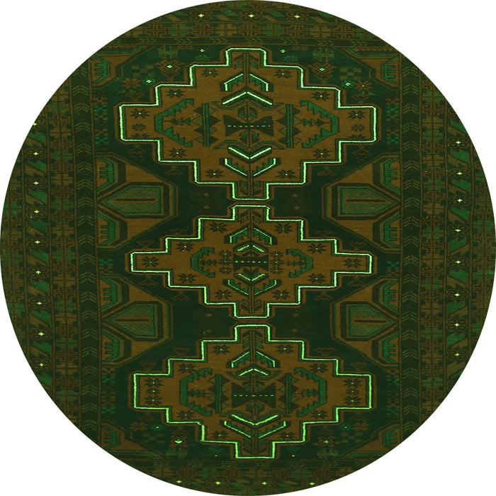 Square Persian Green Traditional Rug, tr1493grn