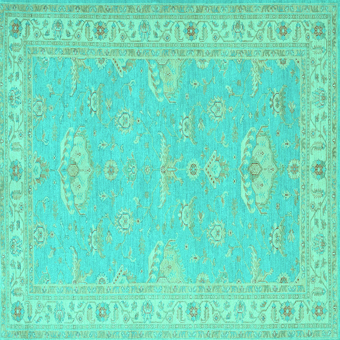 Square Machine Washable Oriental Turquoise Traditional Area Rugs, wshtr1494turq