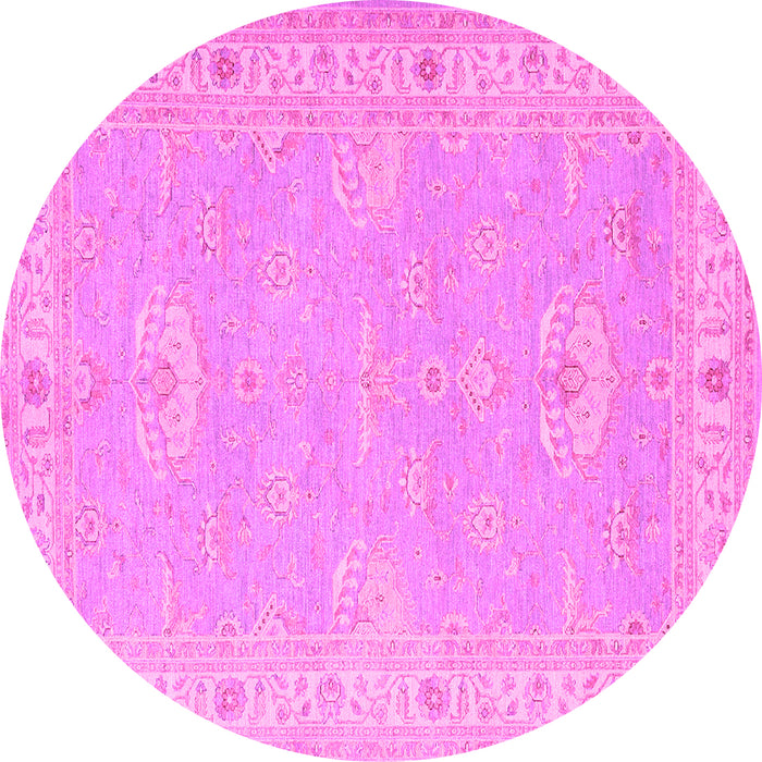 Round Machine Washable Oriental Pink Traditional Rug, wshtr1494pnk