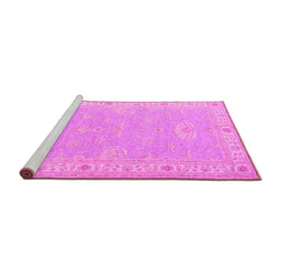Sideview of Machine Washable Oriental Pink Traditional Rug, wshtr1494pnk