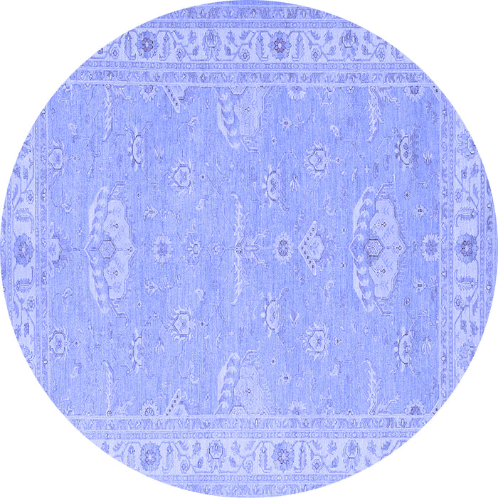 Round Machine Washable Oriental Blue Traditional Rug, wshtr1494blu