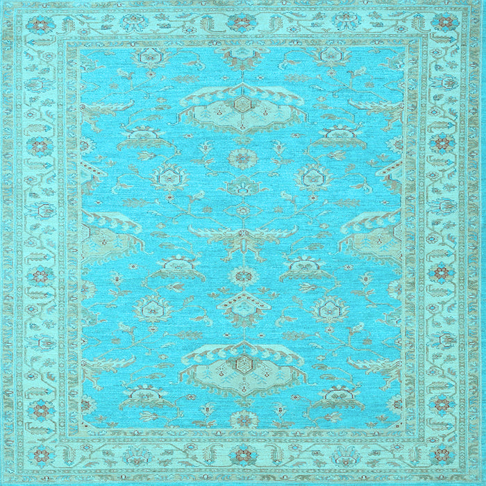Square Oriental Light Blue Traditional Rug, tr1494lblu