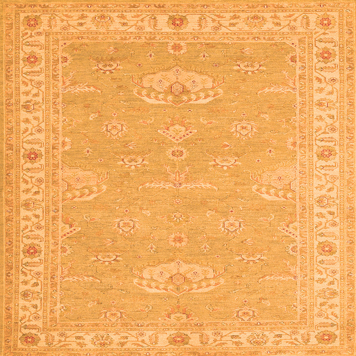 Round Machine Washable Oriental Orange Traditional Area Rugs, wshtr1494org