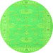 Square Oriental Green Traditional Rug, tr1494grn