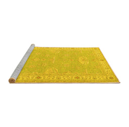 Sideview of Machine Washable Oriental Yellow Traditional Rug, wshtr1494yw