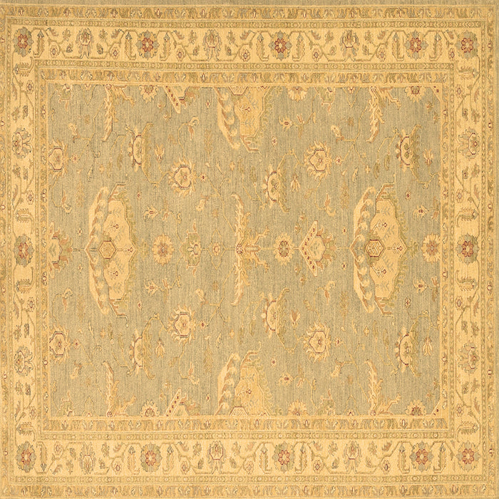 Square Oriental Brown Traditional Rug, tr1494brn