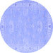 Round Oriental Blue Traditional Rug, tr1494blu