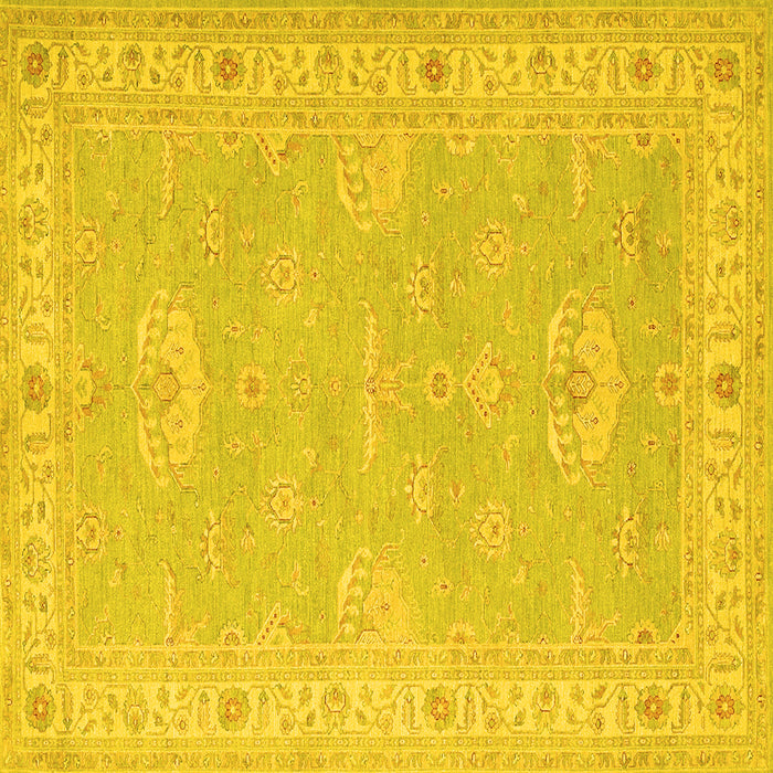 Square Oriental Yellow Traditional Rug, tr1494yw