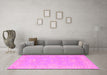 Machine Washable Oriental Pink Traditional Rug in a Living Room, wshtr1494pnk