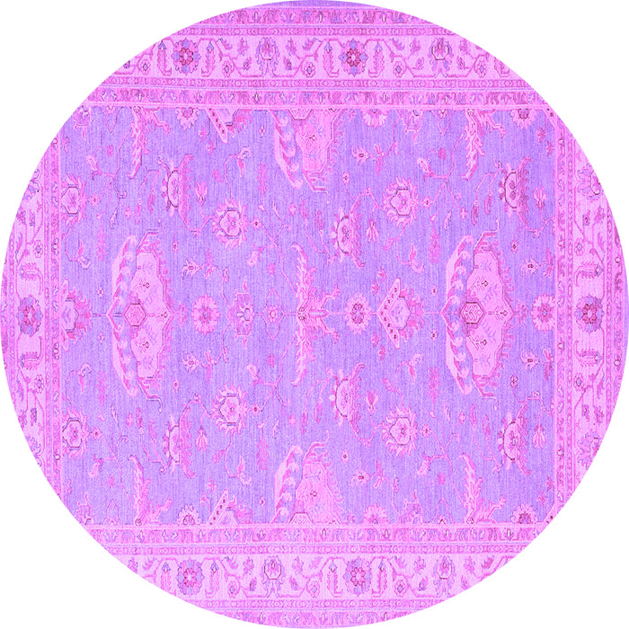 Round Oriental Purple Traditional Rug, tr1494pur