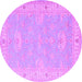 Round Oriental Purple Traditional Rug, tr1494pur