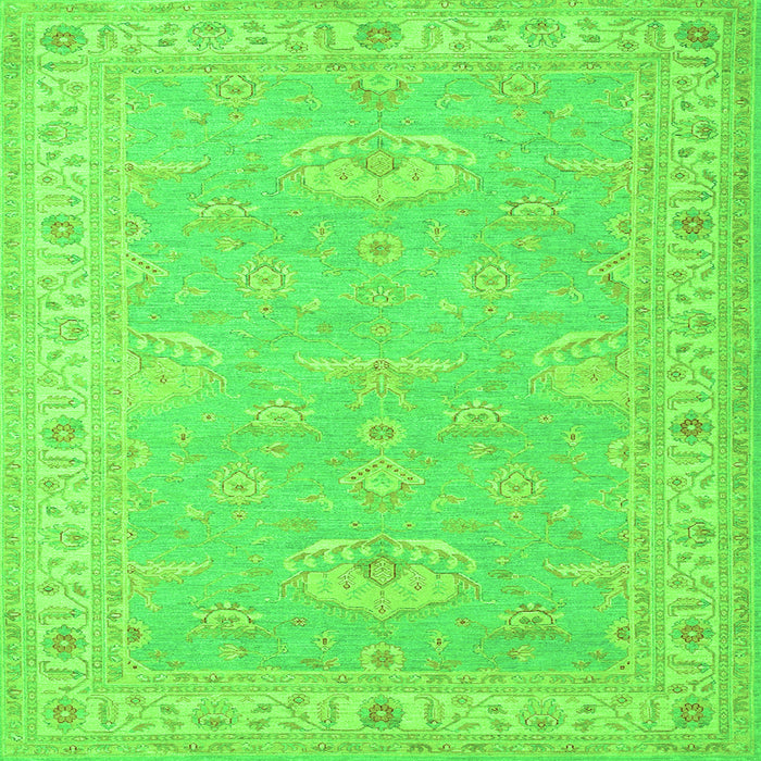 Serging Thickness of Oriental Green Traditional Rug, tr1494grn