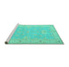 Sideview of Machine Washable Oriental Turquoise Traditional Area Rugs, wshtr1494turq