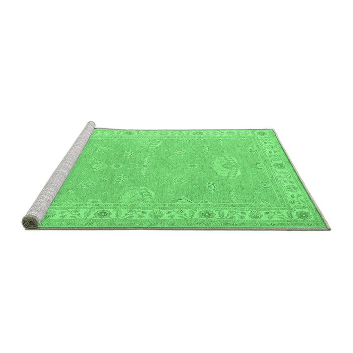 Sideview of Machine Washable Oriental Emerald Green Traditional Area Rugs, wshtr1494emgrn