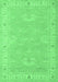 Machine Washable Oriental Emerald Green Traditional Area Rugs, wshtr1494emgrn