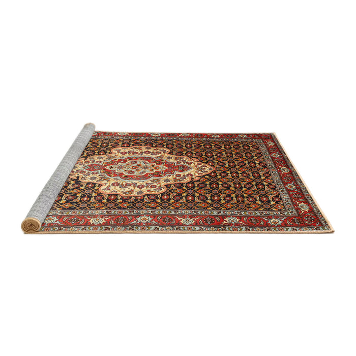 Sideview of Machine Washable Traditional Saffron Red Rug, wshtr1495
