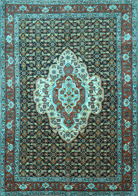 Medallion Light Blue Traditional Rug, tr1495lblu