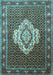 Machine Washable Medallion Light Blue Traditional Rug, wshtr1495lblu