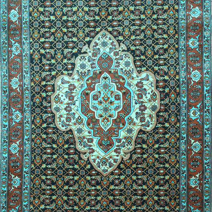 Machine Washable Medallion Light Blue Traditional Rug, wshtr1495lblu