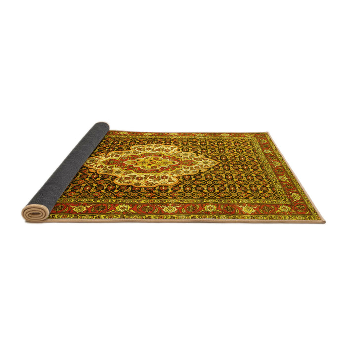 Sideview of Medallion Yellow Traditional Rug, tr1495yw