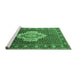 Sideview of Machine Washable Medallion Emerald Green Traditional Area Rugs, wshtr1495emgrn