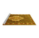 Sideview of Machine Washable Medallion Yellow Traditional Rug, wshtr1495yw