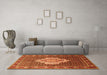 Machine Washable Medallion Orange Traditional Area Rugs in a Living Room, wshtr1495org