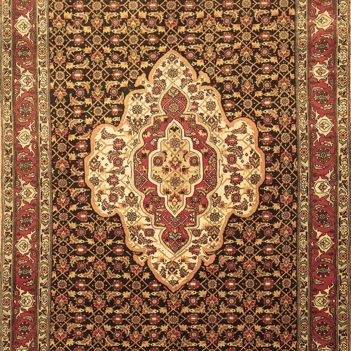 Machine Washable Medallion Brown Traditional Rug, wshtr1495brn