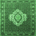 Square Medallion Emerald Green Traditional Rug, tr1495emgrn