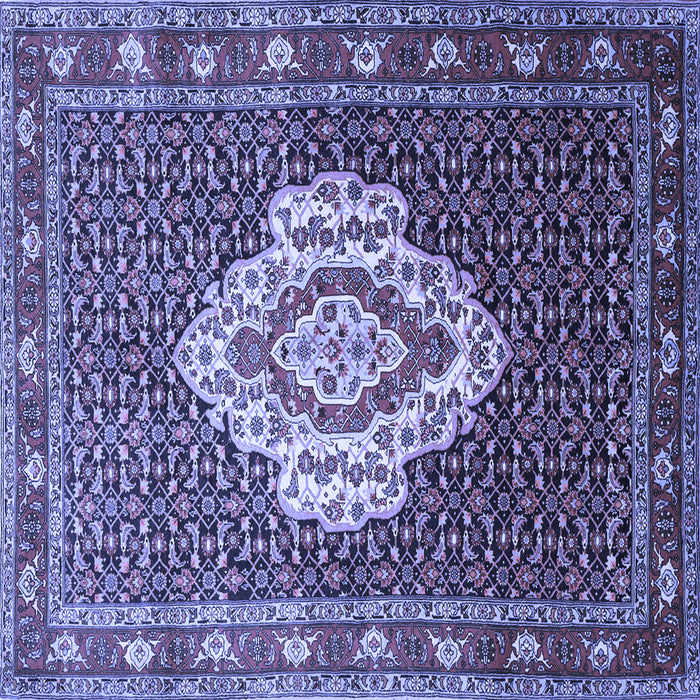 Square Machine Washable Medallion Blue Traditional Rug, wshtr1495blu